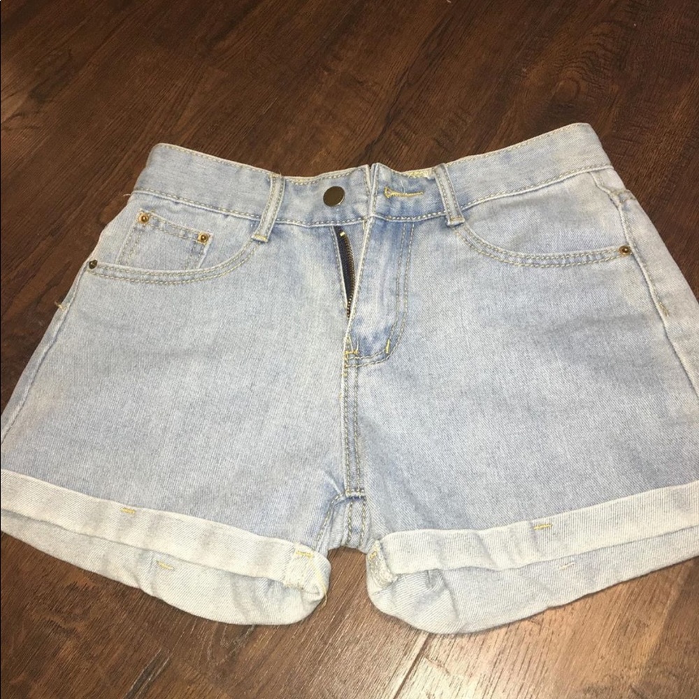 Light wash jean shorts